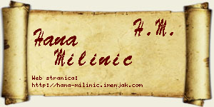 Hana Milinić vizit kartica